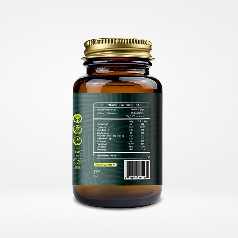 Espirulina en Tabletas - 500 mg - 100 Tabletas