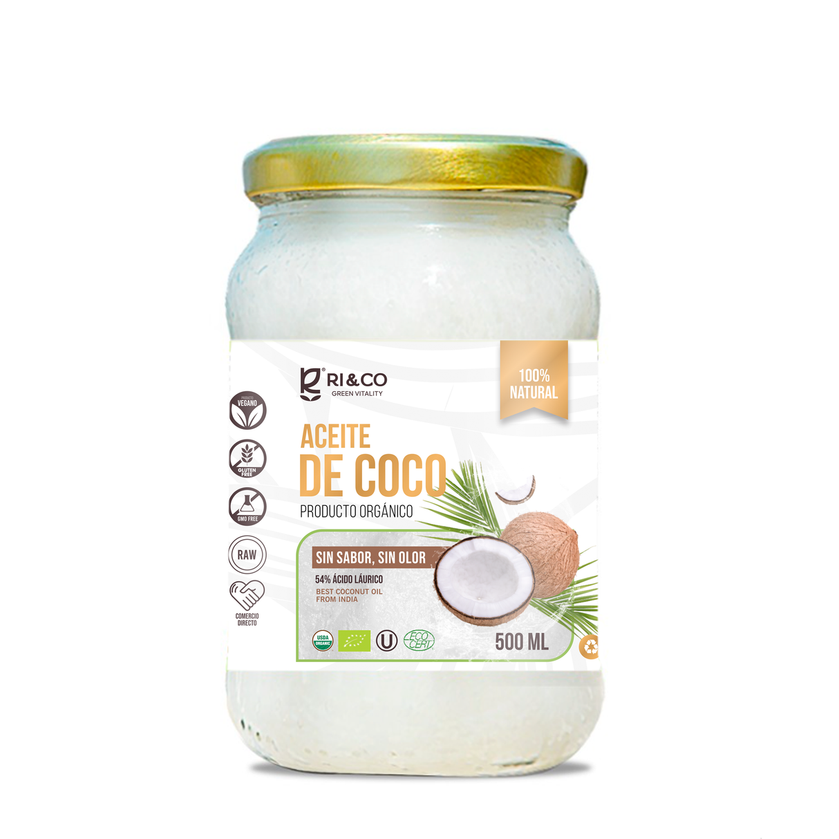 Aceite de Coco Orgánico sin Olor y Sabor