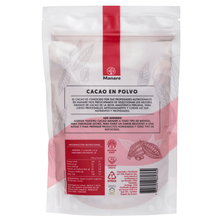 Cacao en Polvo Orgánico 200 gr