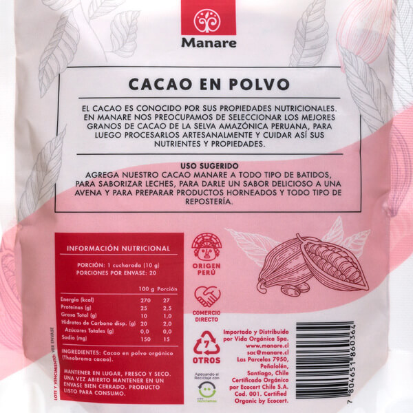 Cacao en Polvo Orgánico 200 gr