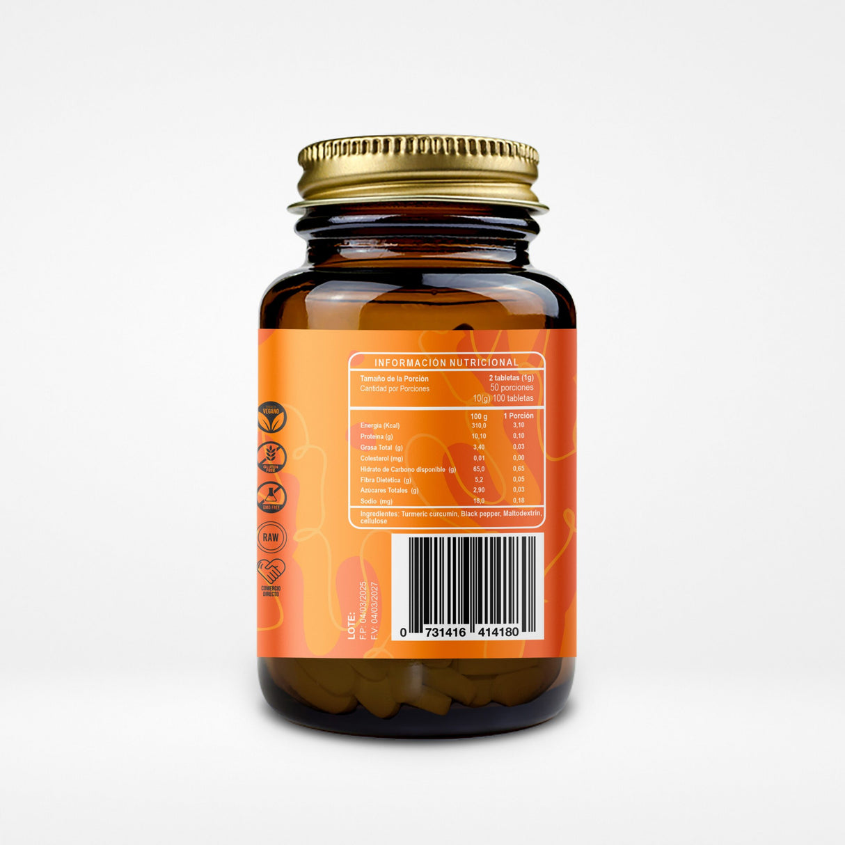 Curcuma + Pimienta (100 Tabl x 500mg)