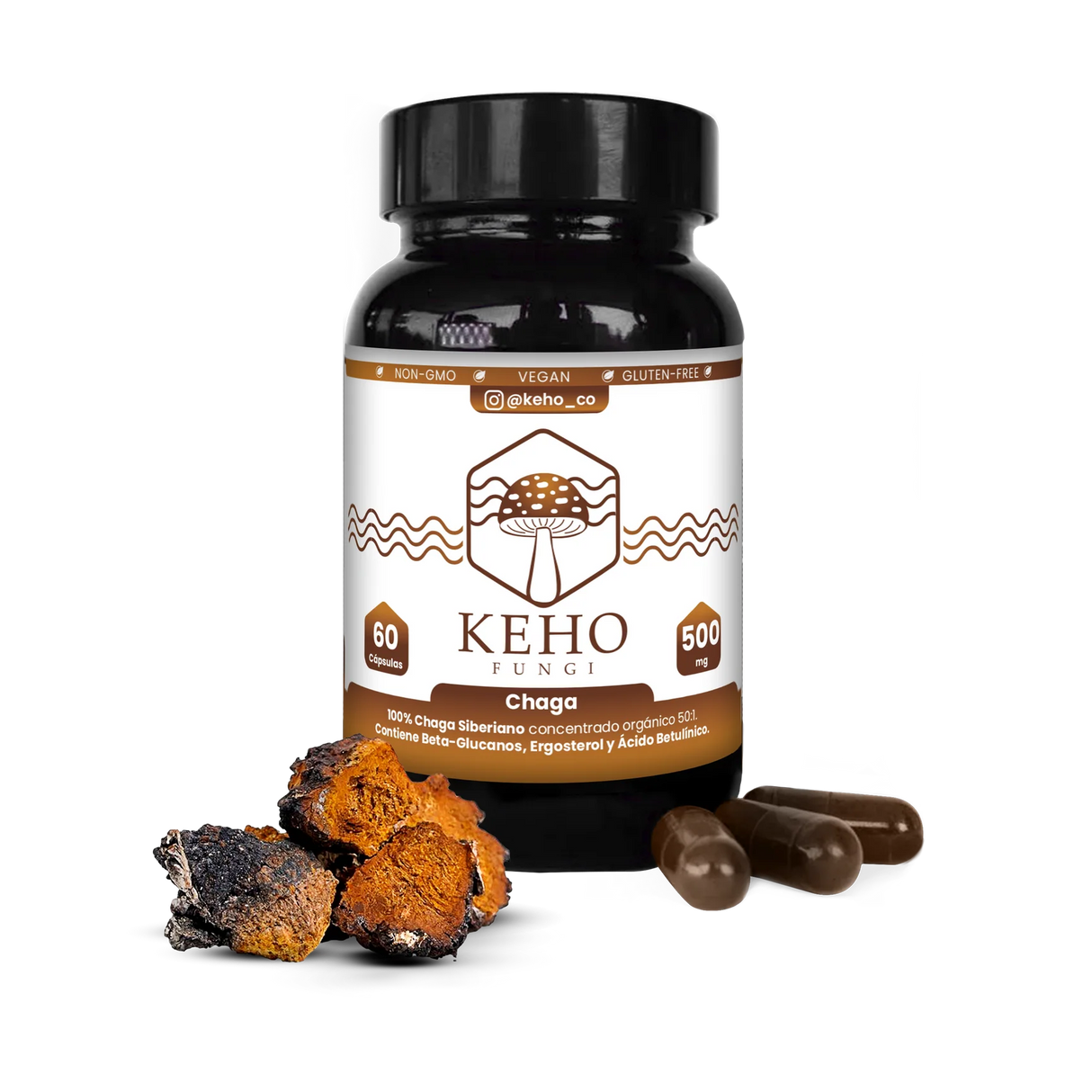 Chaga concentrado 50:1 - 60 Capsulas - Keho Fungi